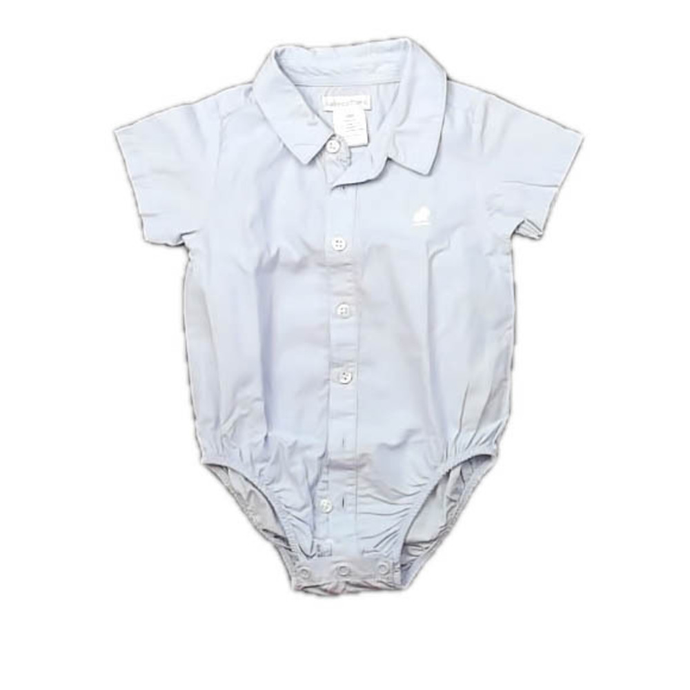 Baby Cottons Boys Blue | White Button Down Short Sleeve size: 6 Months